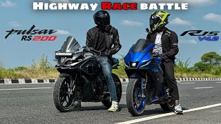 Pulsar Rs200 Bs6 Vs Yamaha R15 V4 Drag Race  TOP END [upl. by Greenstein938]