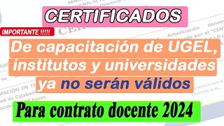 Certificados de Capacitación de UGEL Institutos y Universidades Ya No Serán Válidos [upl. by Relyhs]