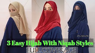 3 InstantReady amp Full Coverage Hijab Tutorial easy jorjet hijab styles  Chiffon Hijab With Niqab [upl. by Niveb409]