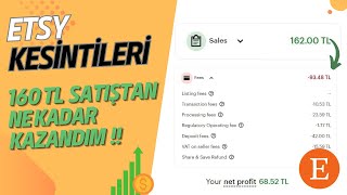 Etsy de 160 TL Satıştan Bize Ne Kadar Kalıyor  Etsy Kesintileri ve Dijital Ürün Satışı [upl. by Aneehsor]