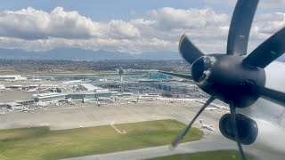 Dash8 Q400 Onboard Engine Startup and Takeoff  Vancouver International Airport YVR [upl. by Sarnoff]