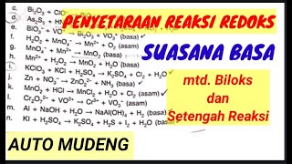 METODE BILOKS DAN SETENGAH REAKSI PENYETARAAN REDOKS SUASANA BASA KIMIA XII [upl. by Streetman]