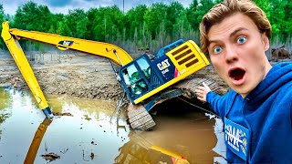 100000 Excavator SINKS in My Pond [upl. by Onid]