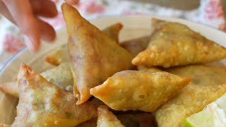 Cheesy Meat Samosas  How To Make Samosa Wrappers [upl. by Reisinger855]