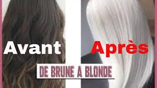 Test décoloration cheveux maison  De brune a blonde platine صباغه الشعر من اسود الى اشقر [upl. by Chien966]