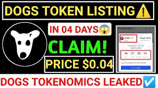 DOGS TOKEN LISTING⚠️IN 04 DAYS😱REAL CLAIM PRICE 004💯TOKENOMICS LEAKED🔗 hamsterkombat dogs [upl. by Bergman]