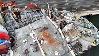 Close up inspection of the Dali ship that took down the Key Bridge currently at Port of Baltimore [upl. by Yenahs]