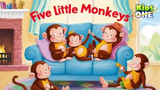 Five Little Monkeys Bouncing on the Bed  Fun Nursery Rhyme for Kids  Educational Song  kidsone [upl. by Cicero802]