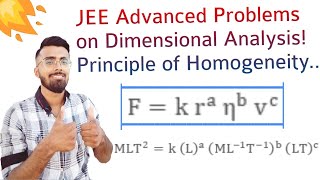 JEE Advanced Numericals on Dimensional Analysis  Principle of Homogeneity  By Aayush Rathi [upl. by Catima]