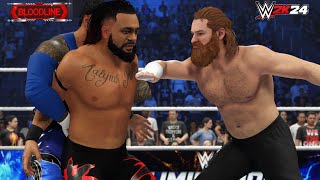 Jey Uso Jimmy Uso Sami Zayn Vs Team The New Bloodline  WWE 2K24 [upl. by Janek]