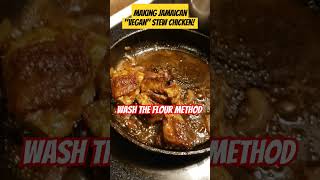 Testing out Jamaican stew chicken vegan style Its good veganfood veganized washedflour food [upl. by Kitarp]