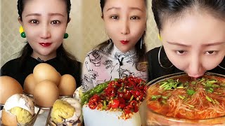 Crispy Giant Shrimp Cutlets  Garlic chili eating show  spicy hot pot with alots off chili 🌶️🔥🥵 [upl. by Delwin]