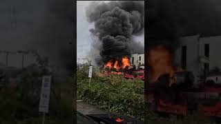 Train Fire caught on camera train accident safety [upl. by Akerdal598]