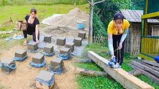 Project To Build New Log Cabin Wood Processing Cast Stone Blocks Make The Foundation Of The House [upl. by Adnaerb]