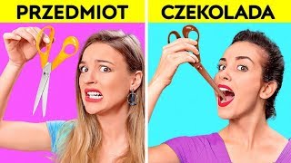 PRAWDZIWE PRZEDMIOTY VS CZEKOLADA  Wygrywa ten co zje DO KOŃCA Test Smaku od 123 GO CHALLENGE [upl. by Miarzim]