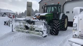 Snow storm Jan 2019 John Deere 7800 with front mount blower [upl. by Amaty915]