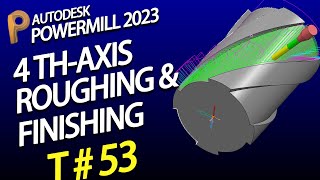 Powermill 2020 tutorial  powermill 4 axis toolpath  powermill 4 axis roughing [upl. by Aihtnys512]