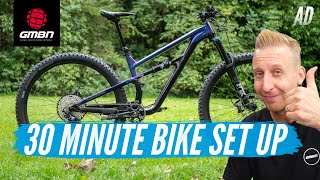 How To Set Up Your First Full Suspension Mountain Bike In Just 30 Minutes  Bike Set Up Basics [upl. by Ahsirtak728]