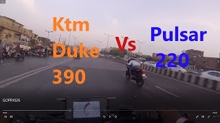 Pulsar 220 vs duke 390 Race  We Are Bikers [upl. by Ainigriv844]