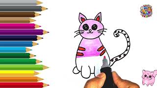 How to Draw a Cute Pink Cat 🐱  Fun and Easy Drawing for Kidskidsdrawcat [upl. by Yniatirb880]