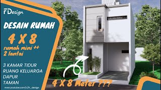 WOW DESAIN RUMAH MINIMALIS 2 LANTAI YANG BIKIN TERPESONA UKURAN 4X8 METER [upl. by Isayg]