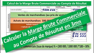 Savoir Calculer la Marge Brute Commerciale au Compte de Résultat en 3 mn [upl. by Dranoc]