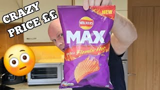 Why so EXPENSIVE New Walkers MAX Extra Flamin Hot Crisps Review [upl. by Oaoj]