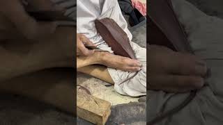 Sharp knife leather sole cutting asmr cuttingskills youtubeshorts leathercraft sharpknife art [upl. by Eiznek]