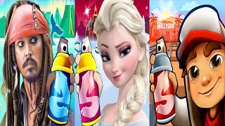 Subway Surfers Hollywood 2024 Tasha Cheer vs Elsa vs Jack Sparrow Pirates of the Caribbean Gameplay [upl. by Giza]