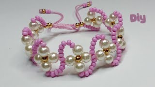 DIY Como Hacer esta Hermosa Pulsera de Flores y Ondas Tutorial [upl. by Layton157]