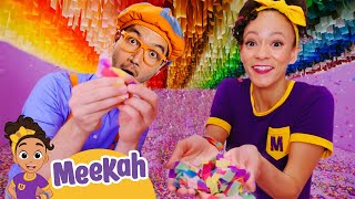 Blippi and Meekah Explore the World of Color Including Confetti Room and Ballpit [upl. by Aerdnat]