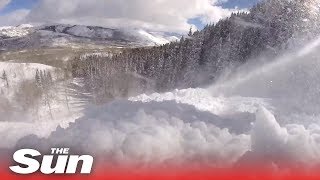 GoPro captures terrifying moment skier gets caught in an avalanche [upl. by Romo]