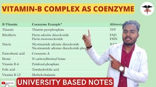 VITAMIN BCOMPLEX AS A COENZYME [upl. by Claud]