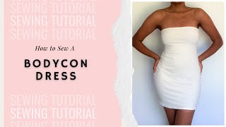 Diy Strapless Bodycon Dress How to sew a tube dress in less than 10 minutes [upl. by Tallula222]