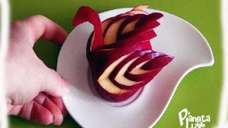 Intaglio della frutta  Tutorial  Una mela che diventa cigno [upl. by Tuppeny]