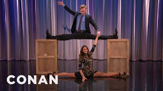 Nina Dobrev amp Conan Do The Splits Together  CONAN on TBS [upl. by Lynne]