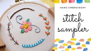 Beginner Hand Embroidery Stitch Sampler [upl. by Ecineg]