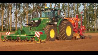 semis de pois avec lETA Pocholle et leur herriau turbosem attelé au john deere 6215r [upl. by Nya]