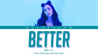 BoA Better Lyrics 보아 Better 가사 Color Coded Lyrics EngRomHan [upl. by Itsirhc599]