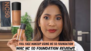 TRYING MAC STIUDIO FIX FOUNDATION NC 50 full face Makeup using NC 50 on my dusky skin [upl. by Llovera824]