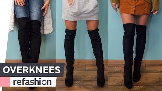 OVERKNEES kombinieren 1 Paar Stiefel 3 Outfits  refashion  OTTO [upl. by Aicirtam]