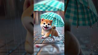 The Shiba Inu Puppy Waits for a Rainy Day shorts shiba dog aidog puppy cute cat umbrella [upl. by Furlani]