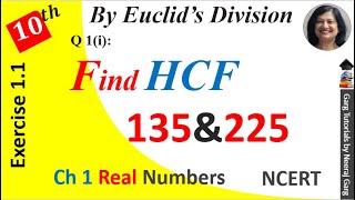 HCF of 135 and 225 by Euclids Division Algorithm  HCF of 135 and 225 by Long Division Method [upl. by Hnirt]