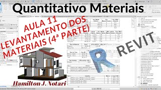 Revit Quantitativo de Materiais Aula 11  Levantamento dos Materiais 4ª Parte [upl. by Colombi402]