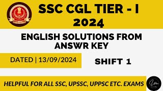 SSC CGL 13 SEPTEMBER 2024 SHIFT 1  English Solution  Tier 1 Solved Answer Key  Set13 ssccgl [upl. by Mount]