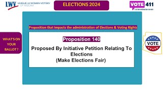 2024 Whats on Your ballot Proposition 140 [upl. by Meggie]