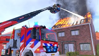 Emergency Call 112  NEW Ladder Truck Mission Roof Fire 4K [upl. by Thorfinn55]