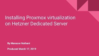 Proxmox installation on Hetzner Dedicated Server [upl. by Ydneh]