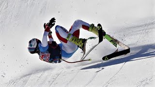 Swiss skier Urs Kryenbuehl crashes on final jump in Kitzbuehel downhill  NBC Sports [upl. by Ahsienak]