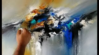 Abstract painting  Blending in Acrylics  Palette knife and brush  Demonstration [upl. by Banerjee]